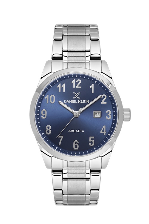 Daniel Klein Blue Dial Silver Watch (DK.1.14083-3)