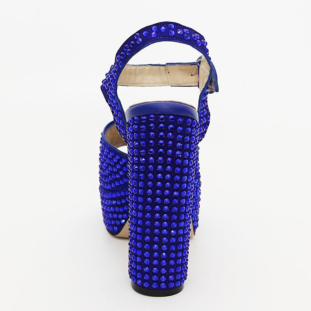 Devon Studded Tuscany Leather Platform Sandals (Blue) - Image 3