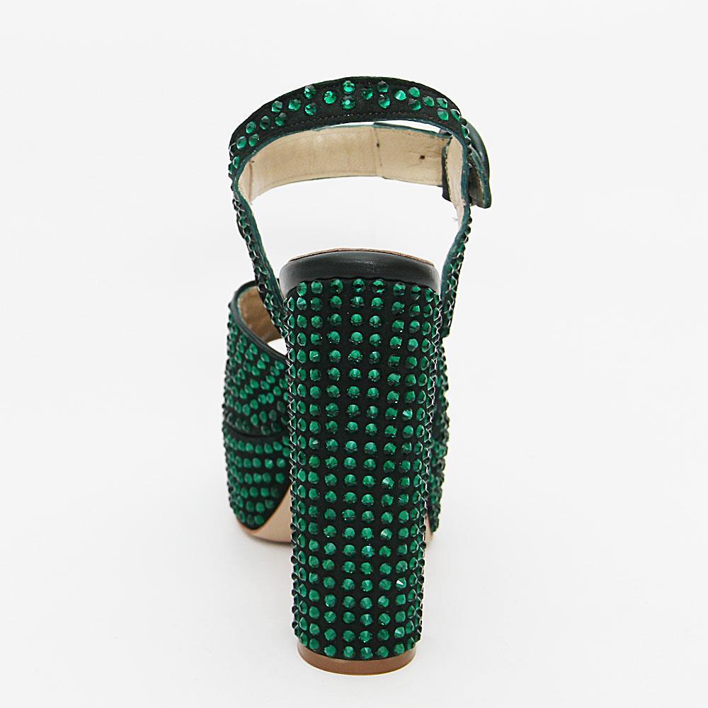 Devon Studded Tuscany Leather Platform Sandals (Green) - Image 3