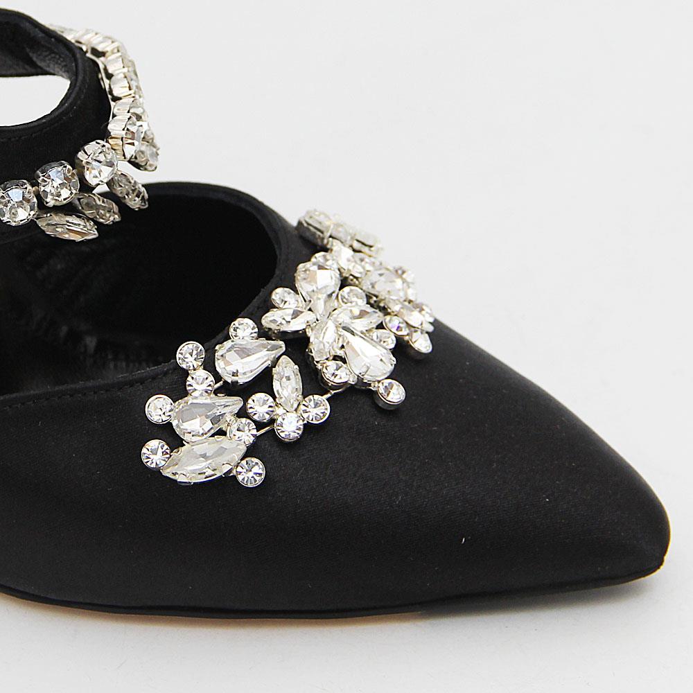 Duchess Navy Crystals Satin Leather High Heel Shoes (Navy) - Image 3
