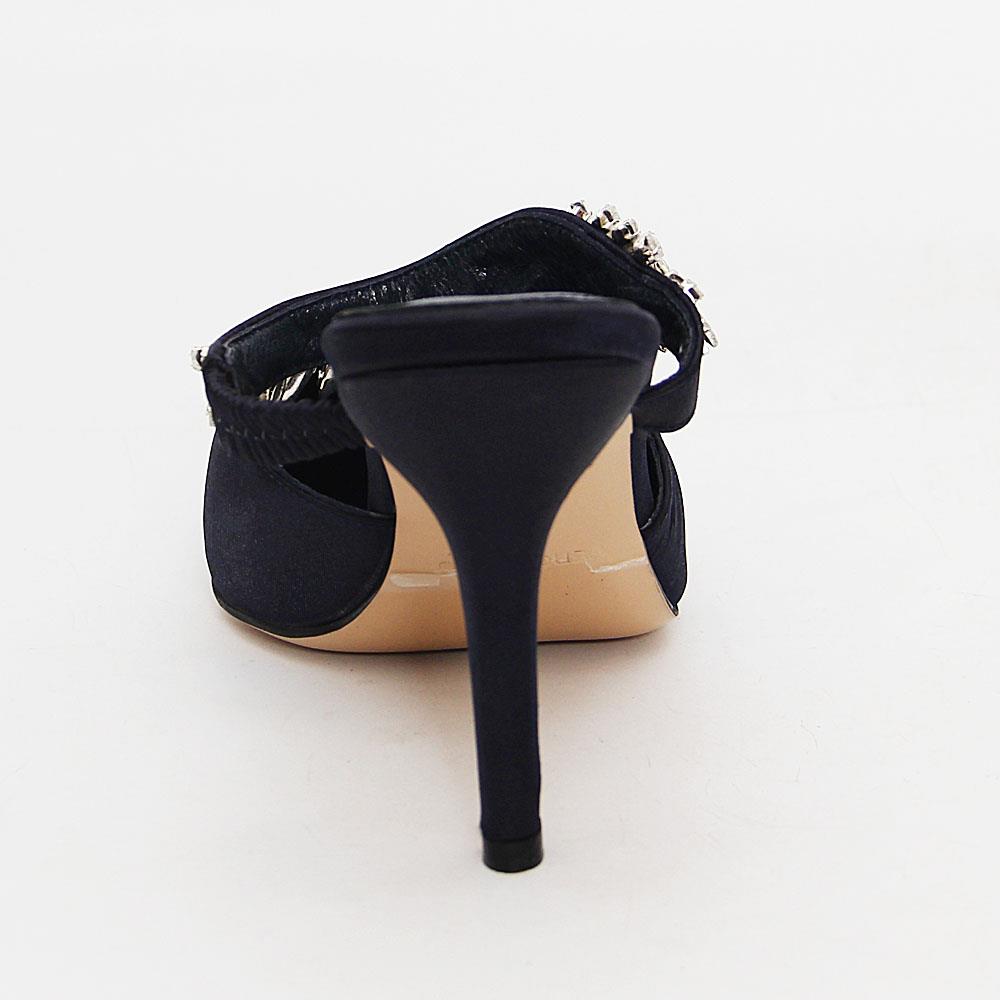 Duchess Navy Crystals Satin Leather High Heel Shoes (Navy) - Image 5