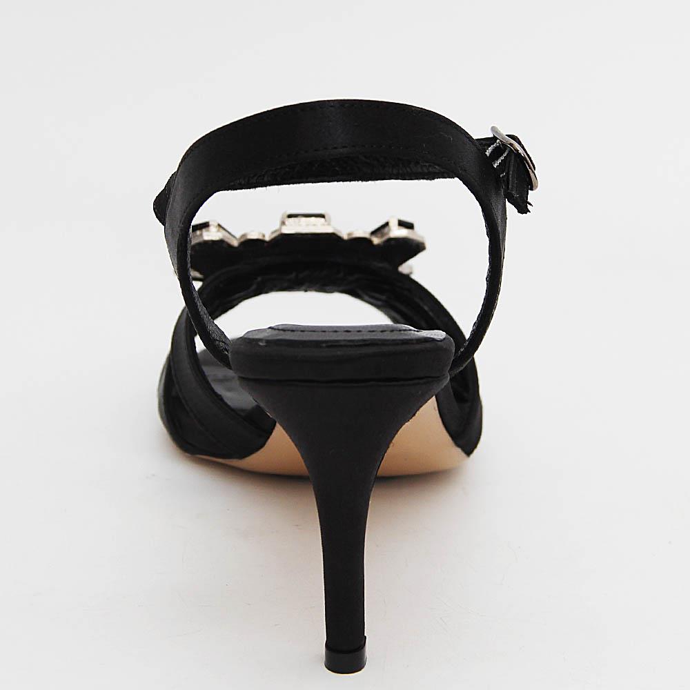Isabella Black Emerald Satin Tuscany Leather High Heel Sandals - Image 6