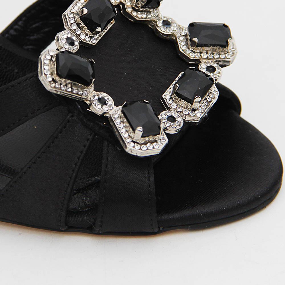 Isabella Black Emerald Satin Tuscany Leather High Heel Sandals - Image 5