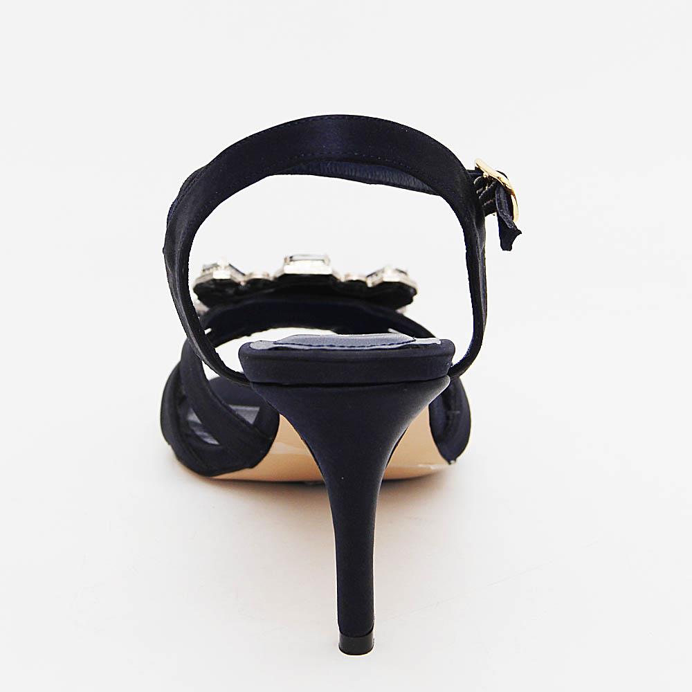 Isabella NavyBlue Emerald Satin Tuscany Leather High Heel Sandals - Image 4