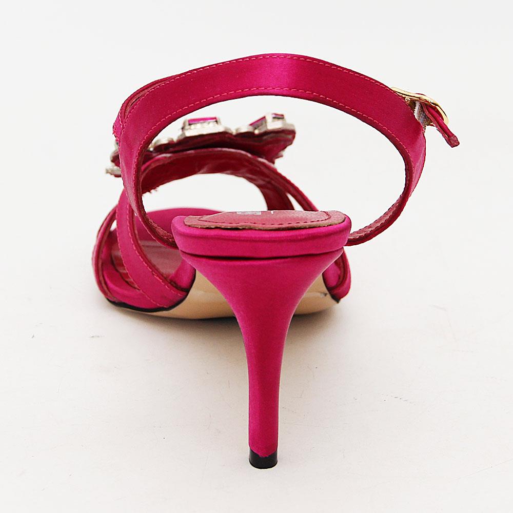 Isabella Pink Emerald Satin Tuscany Leather High Heel Sandals - Image 5