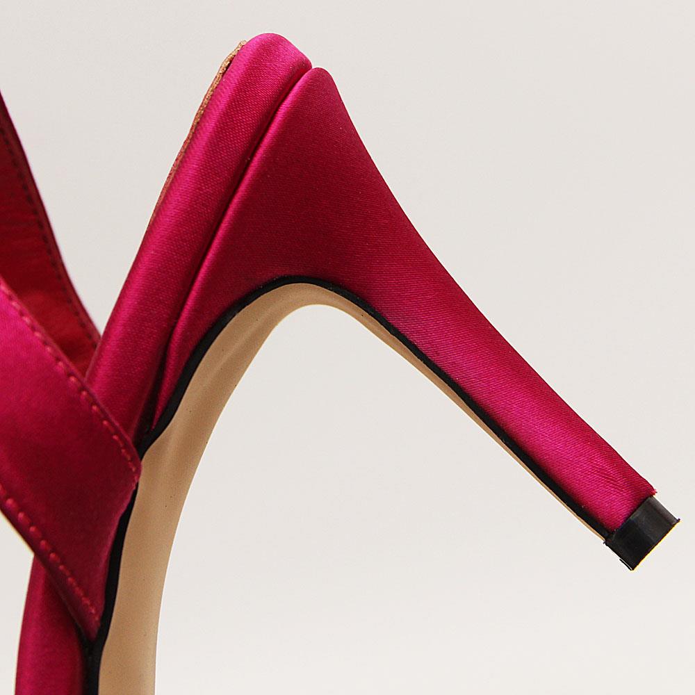Isabella Pink Emerald Satin Tuscany Leather High Heel Sandals - Image 3