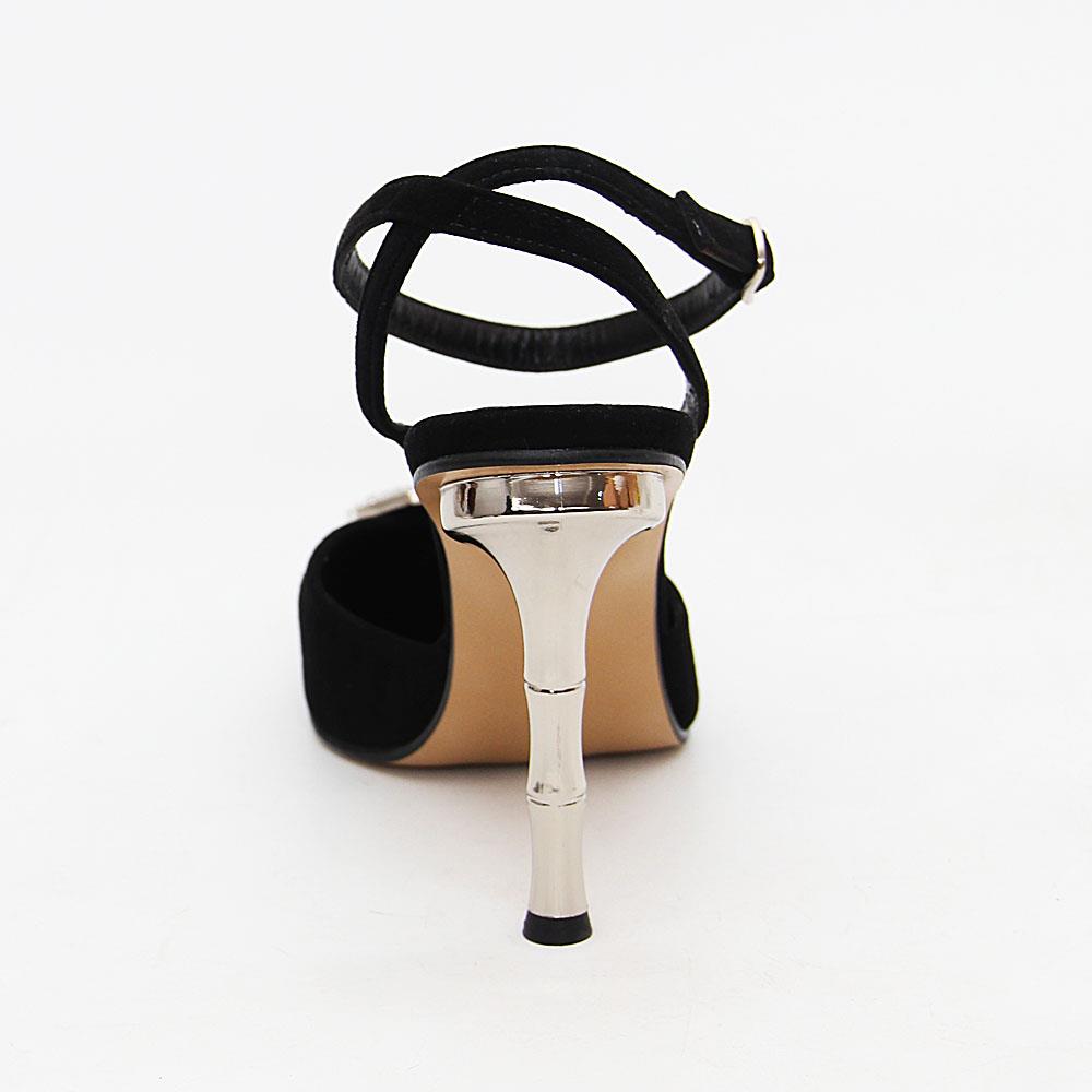 Jauslyn Black Crystals Suede Tuscany Leather Slingback - Image 3