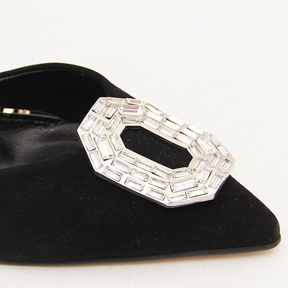 Jauslyn Black Crystals Suede Tuscany Leather Slingback - Image 4