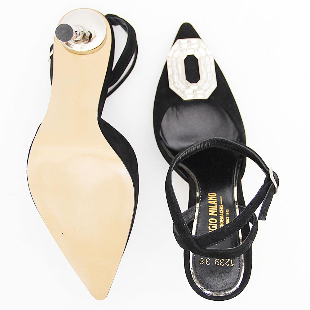 Jauslyn Black Crystals Suede Tuscany Leather Slingback - Image 6