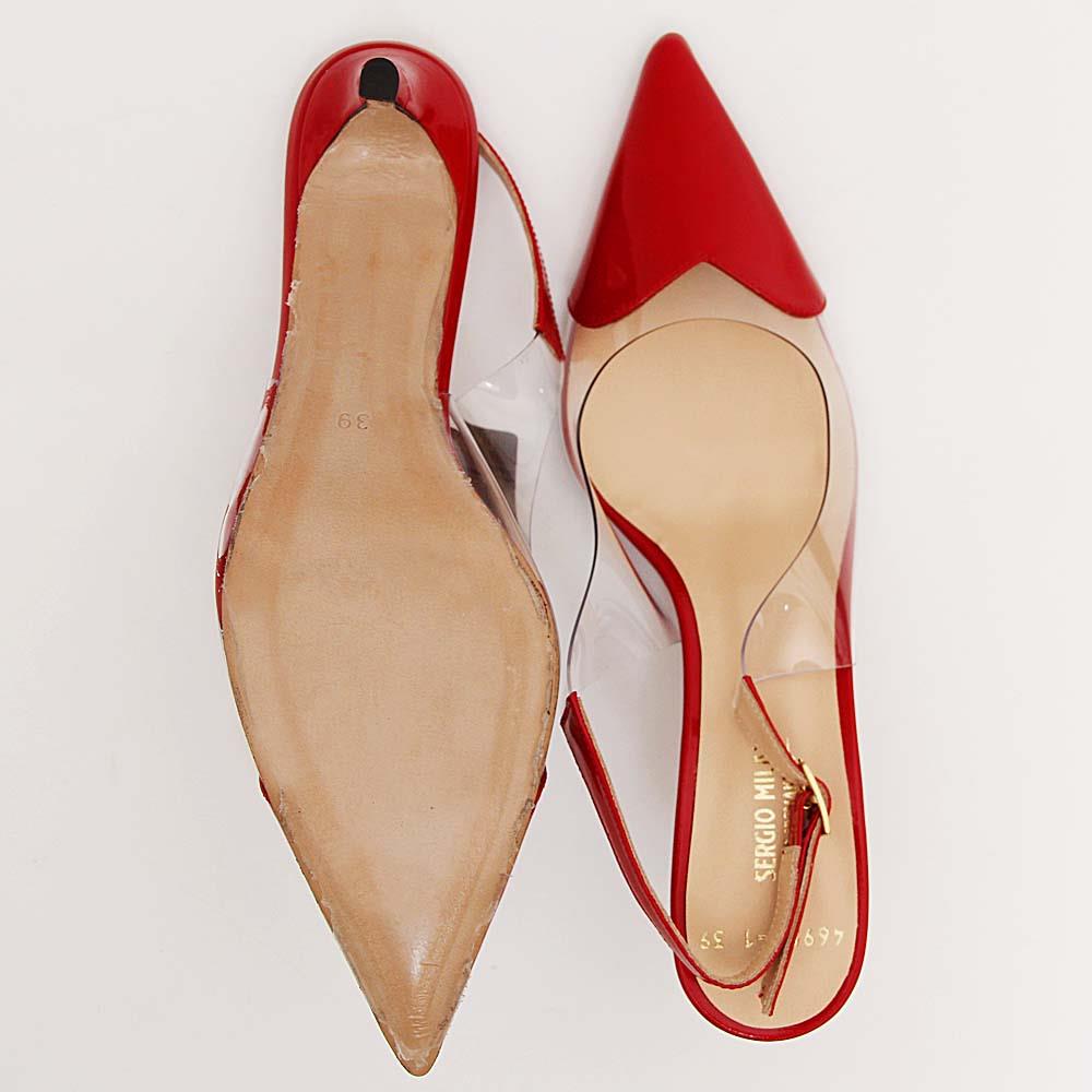 Lena Transparent Patent Leather Slingback (Red) - Image 4