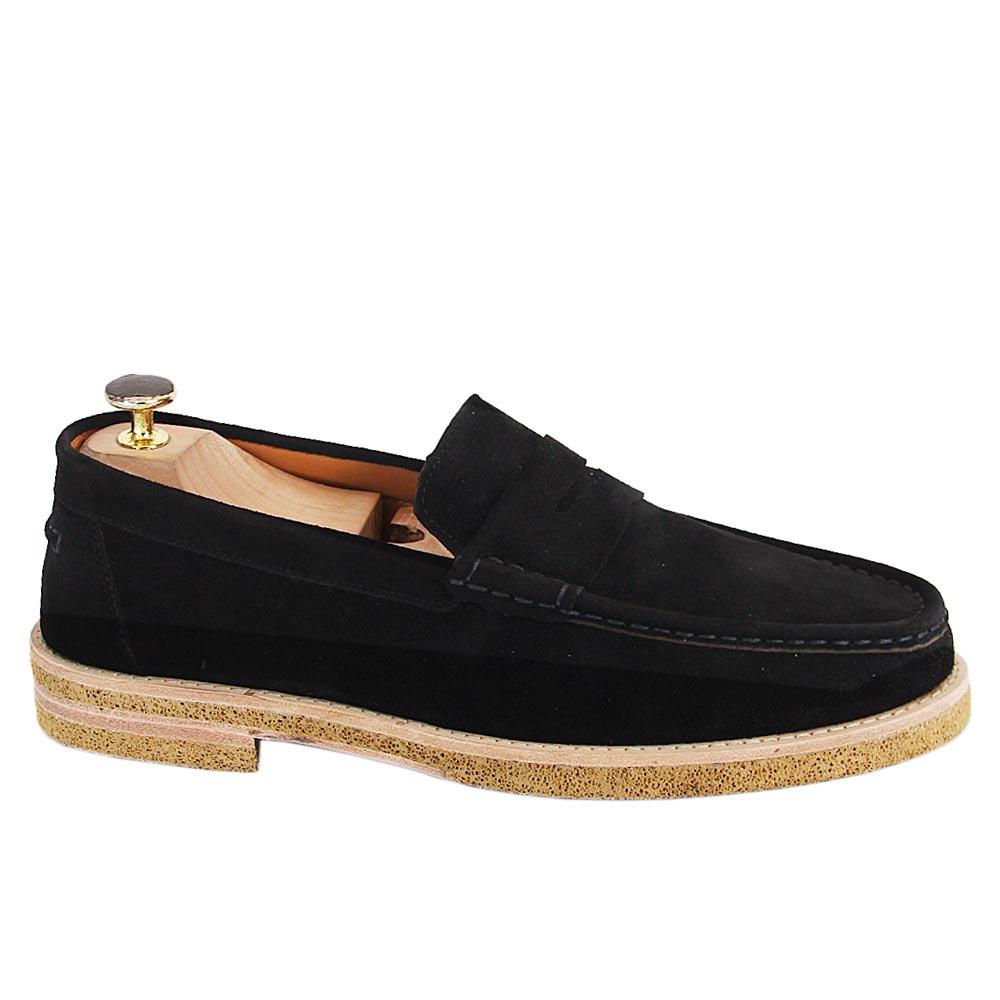 Gennaro Suede Leather Light Weight Casual Loafers in Black