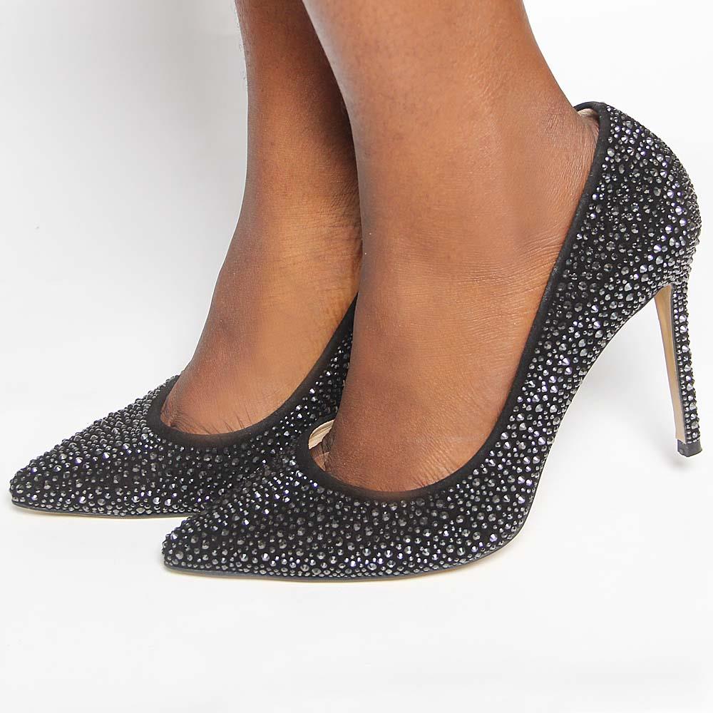 Nelly Black Studded Suede Tuscany Leather Pumps