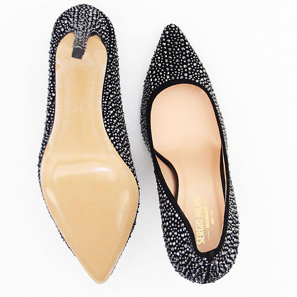 Nelly Black Studded Suede Tuscany Leather Pumps - Image 4