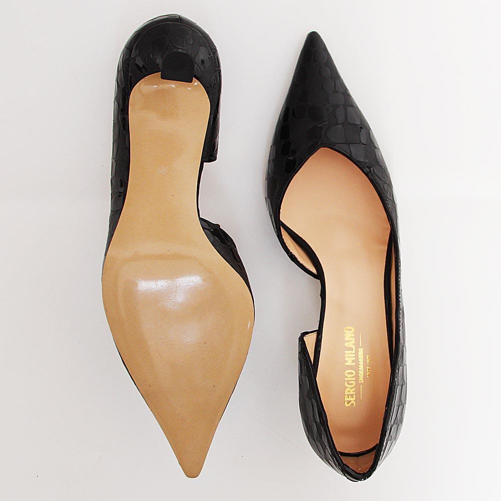 Ronit Black Patterned Tuscany Leather Pumps - Image 2