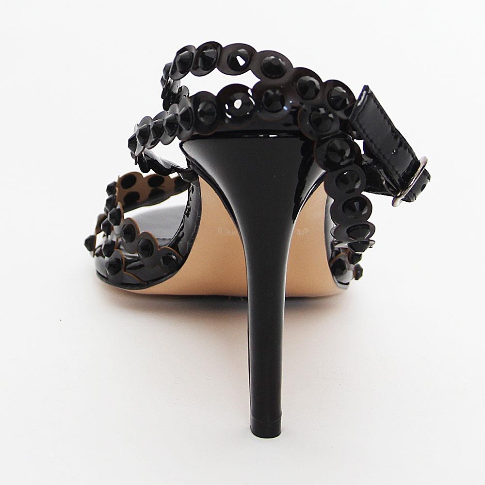 Rosaria Studded Transparent Rubber Leather Sandals (Black) - Image 3