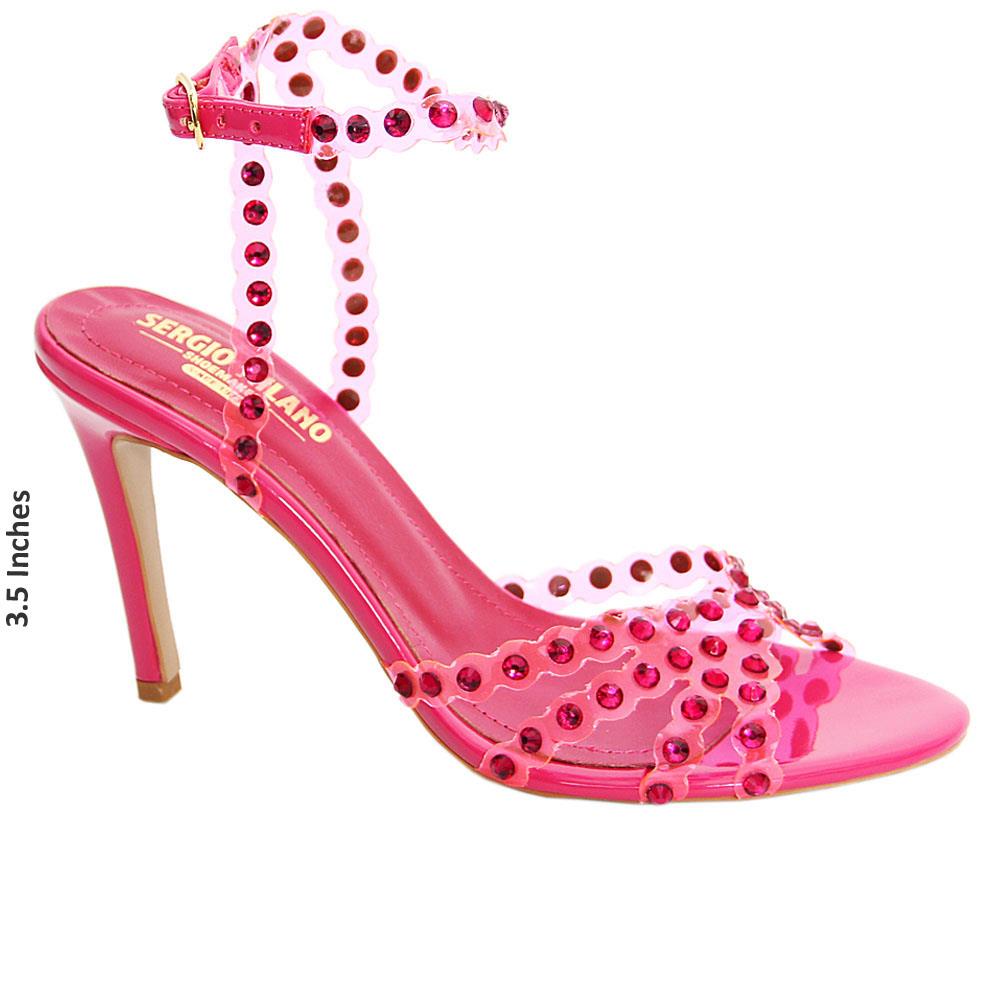 Rosaria Studded Transparent Rubber Leather Sandals (Pink) - Image 6
