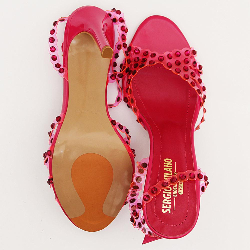 Rosaria Studded Transparent Rubber Leather Sandals (Pink) - Image 2
