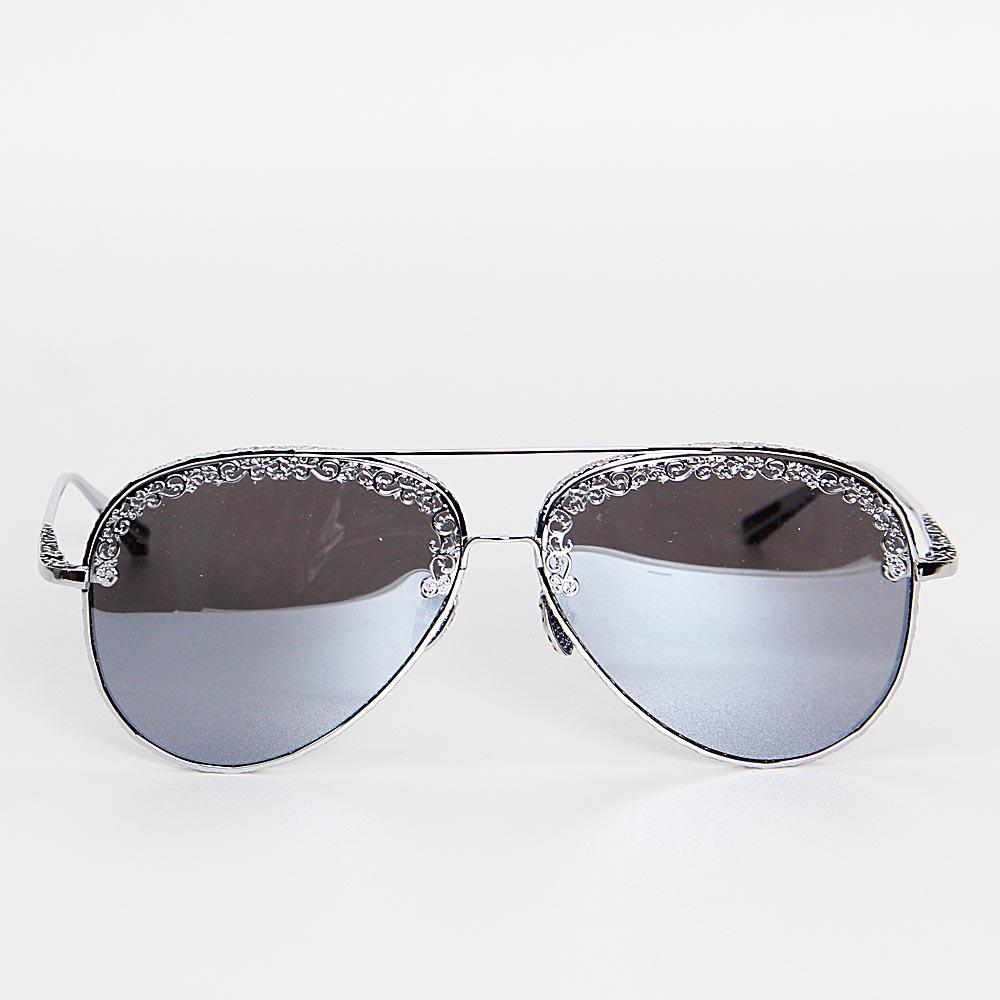 Titanium With Inlaid Diamonds Lightweight Aviator Sunglasses - Image 3